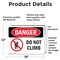 Signmission Do Not Climb, 18 in W x Rectangle, Vinyl Decal OS-2PACK-DS-D-1218-L-2100 - alternate 6